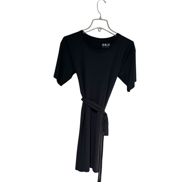 ABLE Universal T-Shirt Dress Black Adjustable Tie Waist, Size Small - Picture 5 of 8